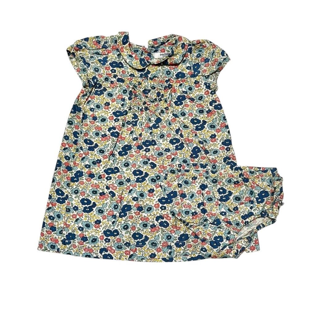 Baby Boden Floral Print Dress with Peter Pan Collar Size 12-18m
